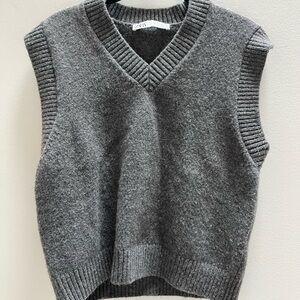 Zara Grey V-Neck Sweater Vest